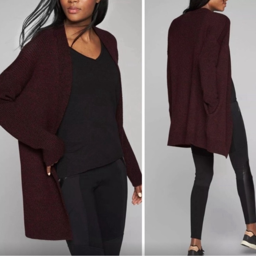 Athleta Chevron Shaker Stitch‎ Wrap in Bell Burgundy/Black Marl.